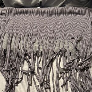 Vans Gray Striped Fringe Scarf